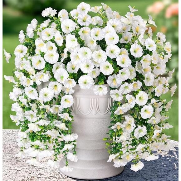 Artificial Faux Hanging Flowers Plants for Outdoor Decor, 2 PCS Fake Silk - Picture 8 of 8